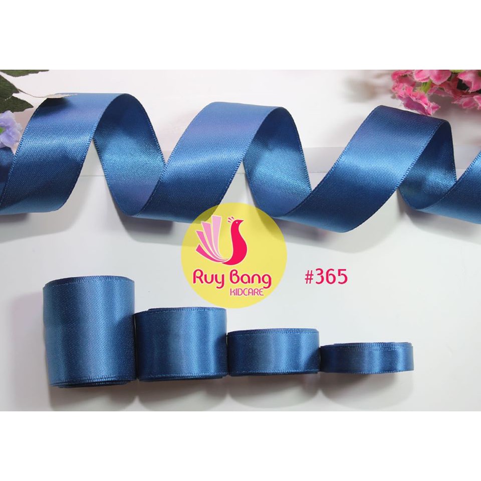 Ruy băng satin ❤️FREESHIP❤️ ruy băng lụa tone xanh ( cuộn 5m)