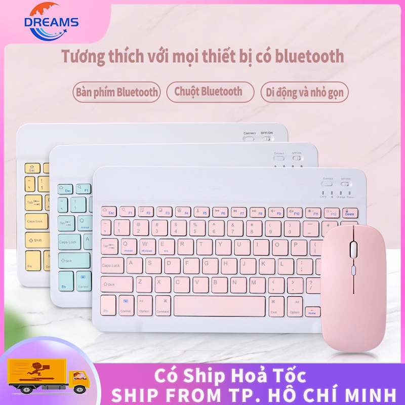 Bàn phím bluetooth không dây mini 10 inch / chuột không dây cho điện thoại di động và máy tính bảng , 7 màu có sẵn