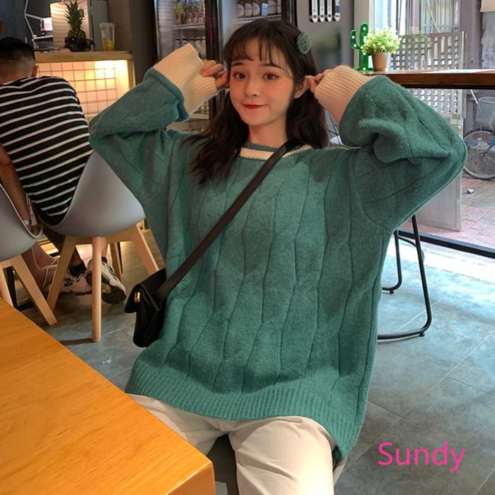 Áo sweater dáng rộng phong cách Hàn Quốc thời trang thu đông cho nữ | BigBuy360 - bigbuy360.vn