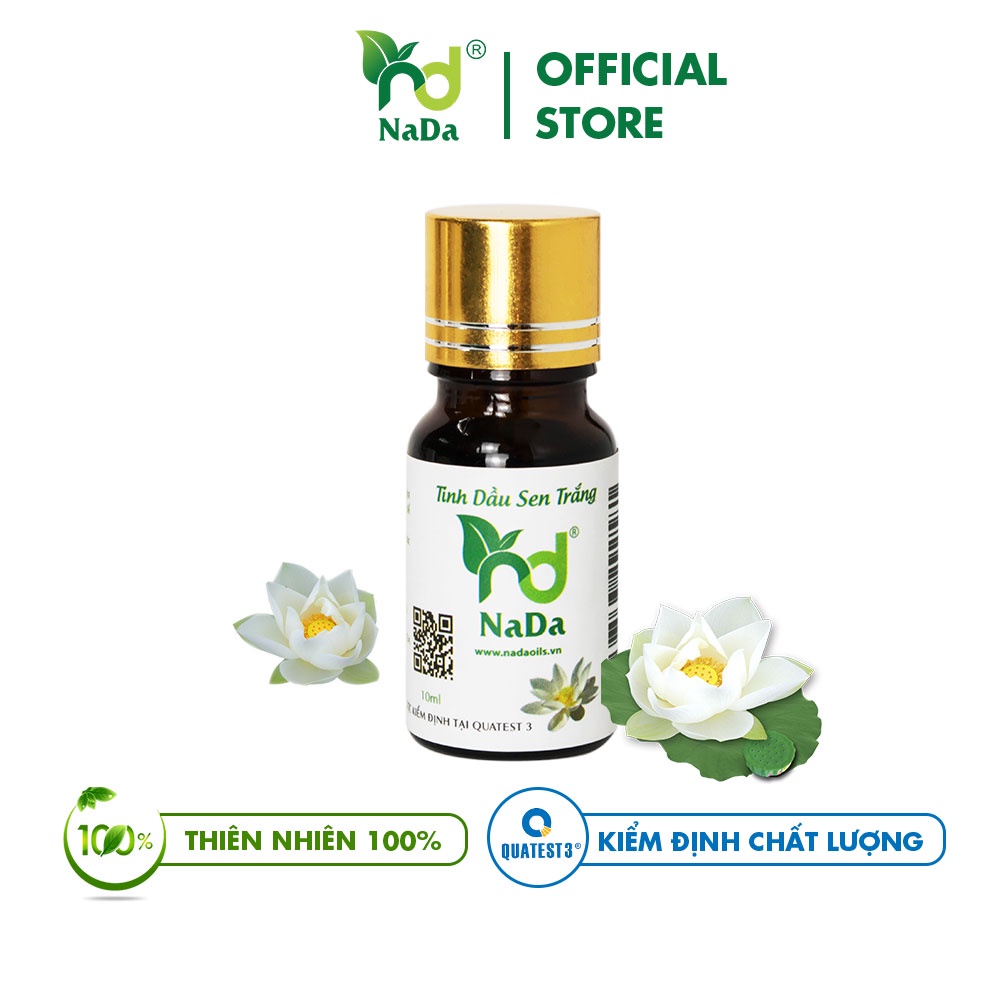 Combo 3 tinh dầu cao cấp NADA OILS nguyên chất: sả chanh, trà trắng, sen trắng từ thiên nhiên, kiểm định Quatest 3