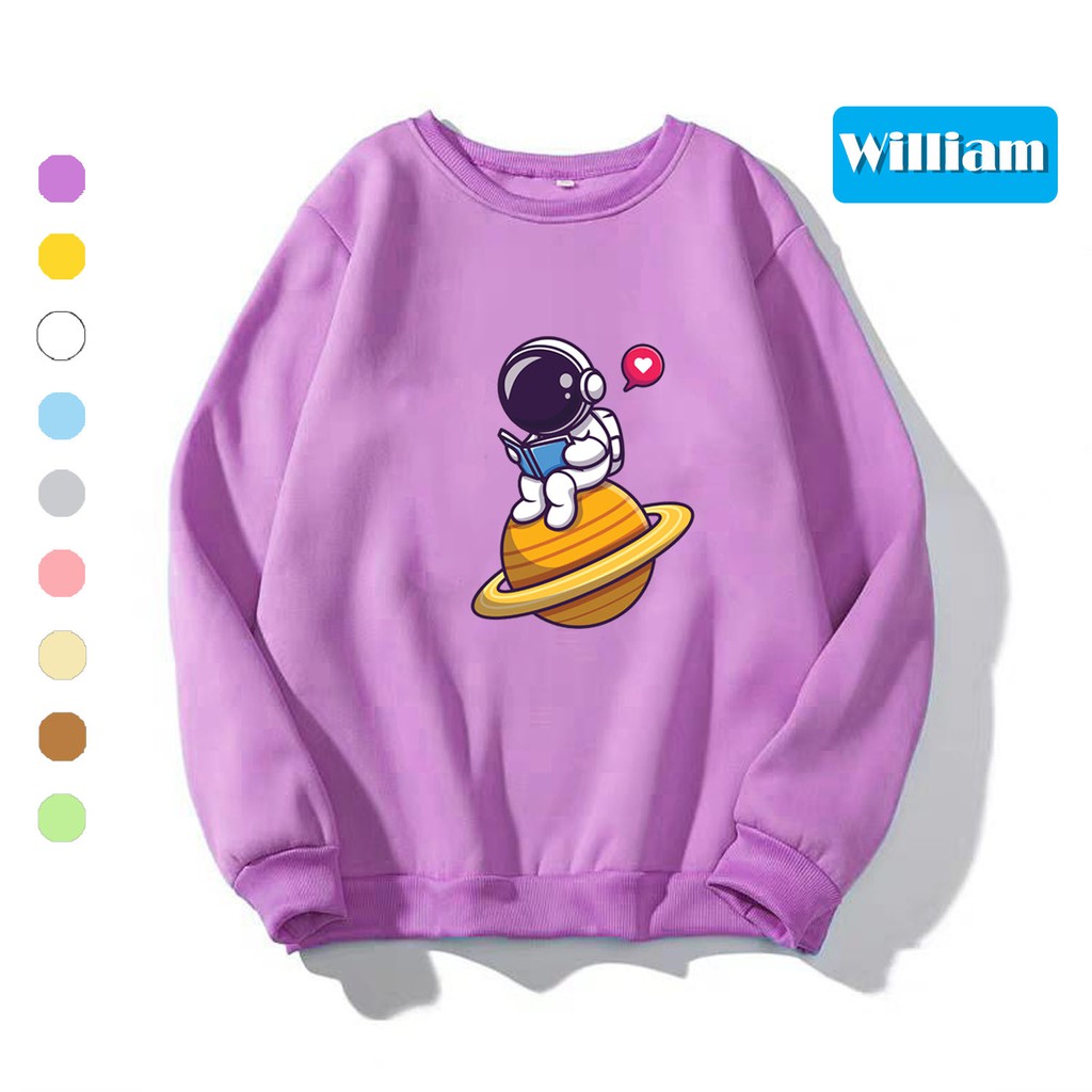 Áo sweater nam nữ in hình Du Hành Gia dễ thương cute, chất nỉ dày dặn, hợp làm áo cặp William - DS159