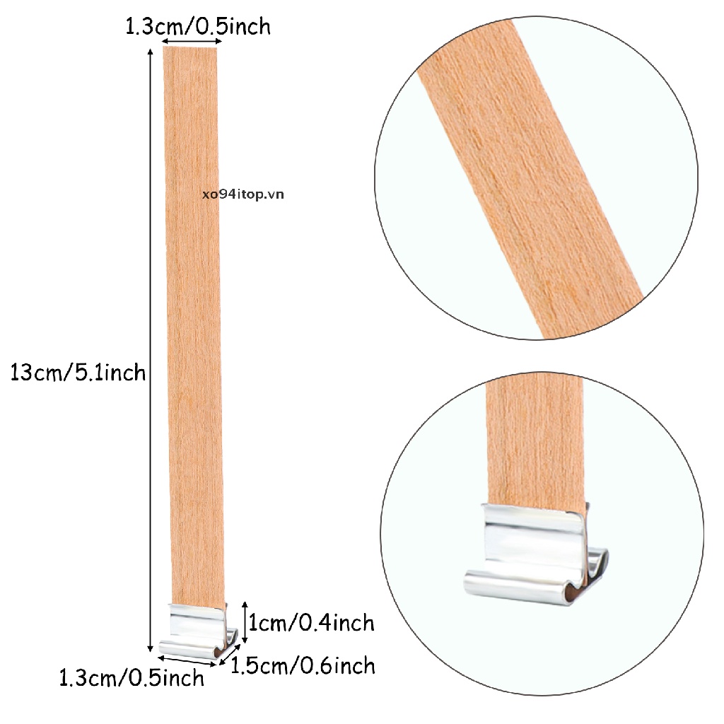 Xoitop Set 100 Lõi Nến Gỗ Tự Nhiên Kèm Giá Đỡ Sắt