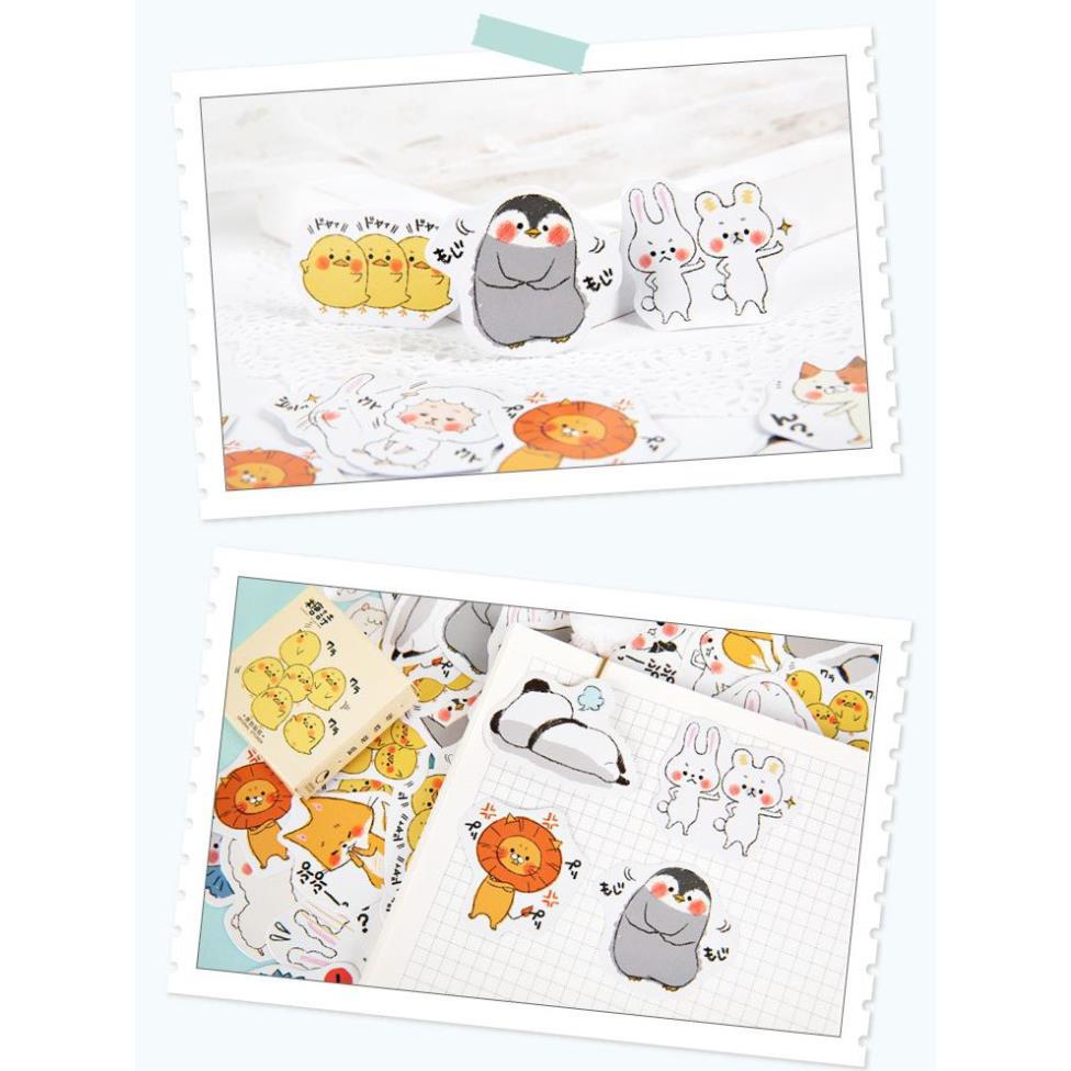 Bộ 46 Sticker Hàn Quốc hình con vật dễ thương dán trang trí E28