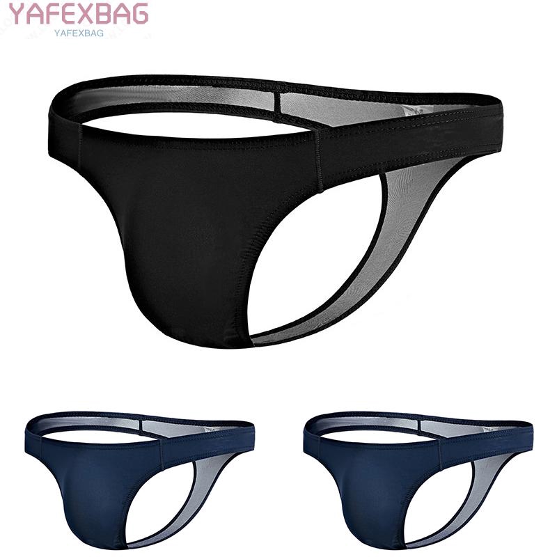 Men's Low Rise Sexy Breathable G-String Briefs T-Back Thong Elastic Underwear
