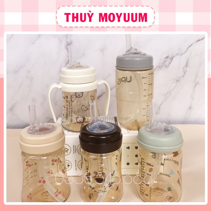 Bộ ống hút lắp vừa bình Moyuum, Upis, Pigeon, Bebepick, ... chính hãng Hàn quốc