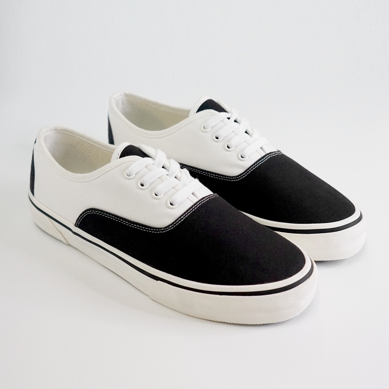 Giày Sneaker Vải Canvas Nam AATLAS In Custom Họa Tiết - Black Toe