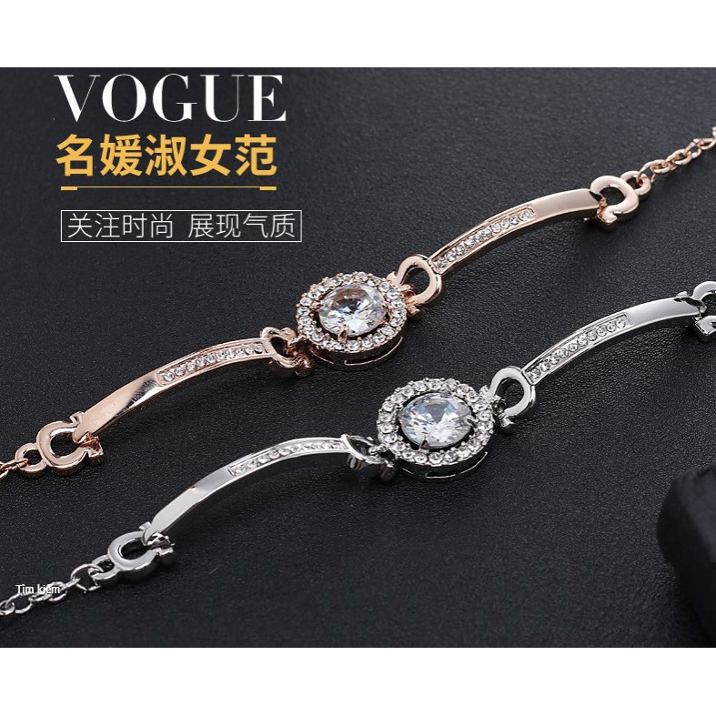 Lắc tay nữ đính đá tròn to sang chảnh siêu đẹp