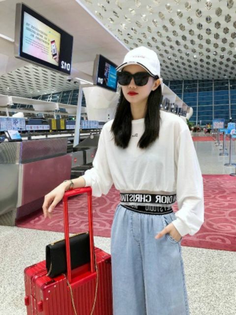 Áo Croptop nữ bo viền dài tay hàng hoot