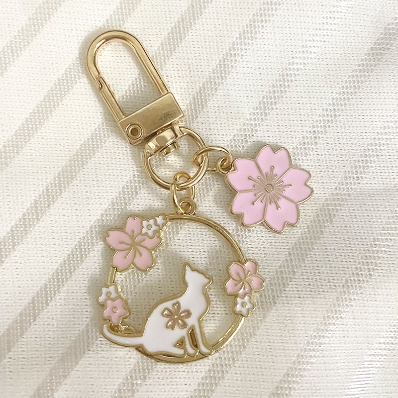 Móc Khóa Hình Vòng Hoa Anh Đào/ Thỏ Kiểu Nhật Bản Dễ Thương Sáng Tạo