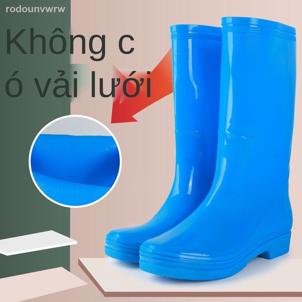 ✣☽✚Không có lót giày nhanh khô ống cao trơn trượt ủng đi mưa thấm nước su chống phụ nữ người lớn nhà bếp mùa hè
