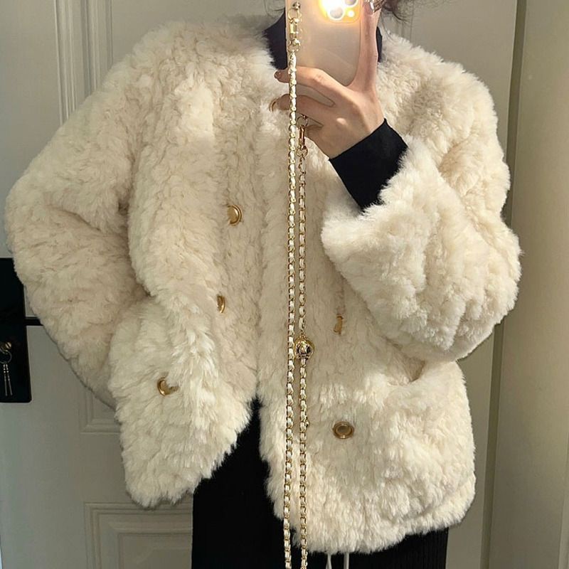 Áo Khoác Len Lông Cừu cotton Dày Dáng Rộng Thời Trang Mới 2023 Cho Nữ