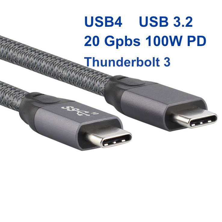 Cáp USB type-c 3.2 20Gbps tương thích USB4 Thunderbolt 3 xuất màn hình 4k 60hz cho macbook imac - sạc nhanh 100W PD QC