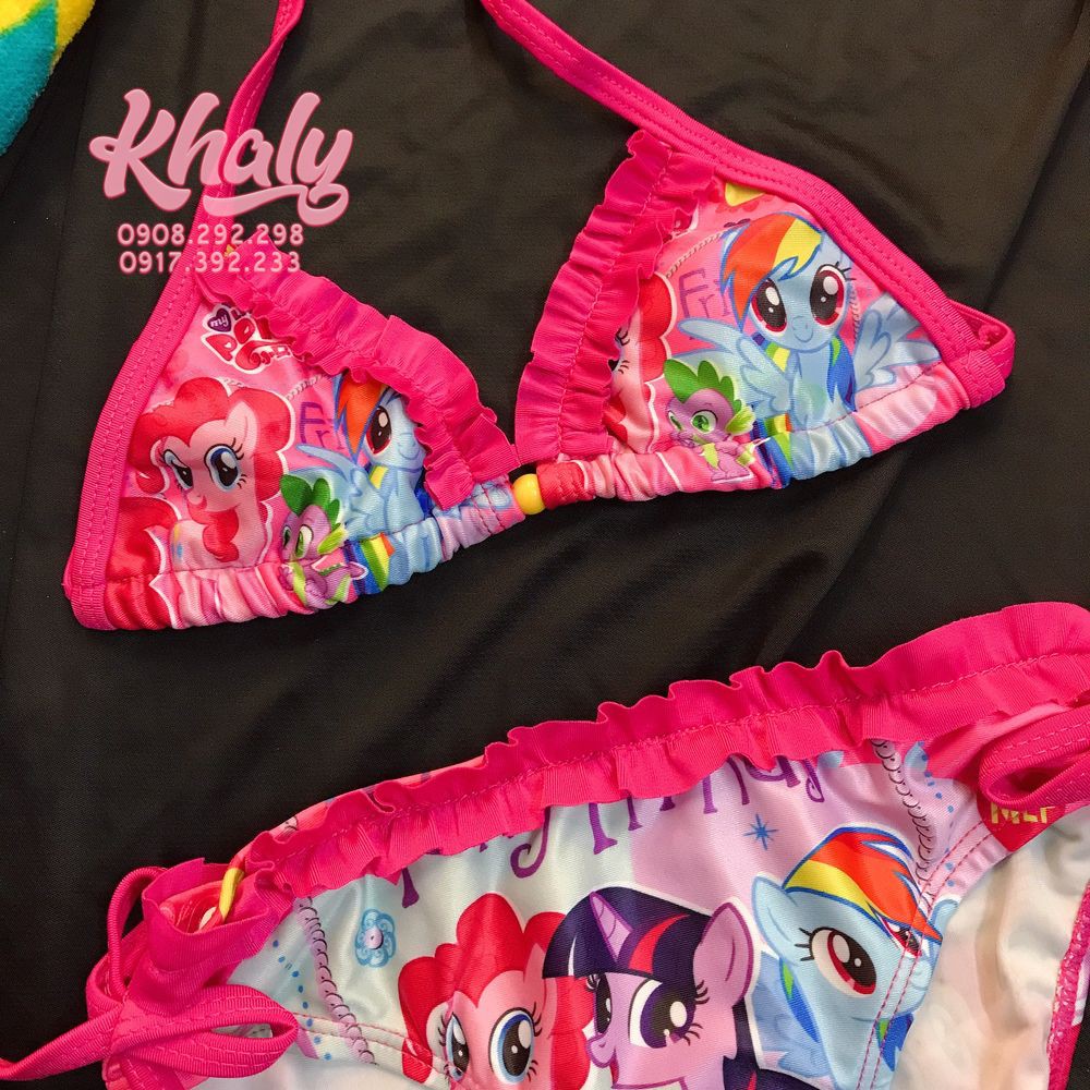 Đồ bơi bikini hình ngựa Pony màu hồng đậm size (S) dành cho trẻ em, bé gái - 19BKNPNHD-S