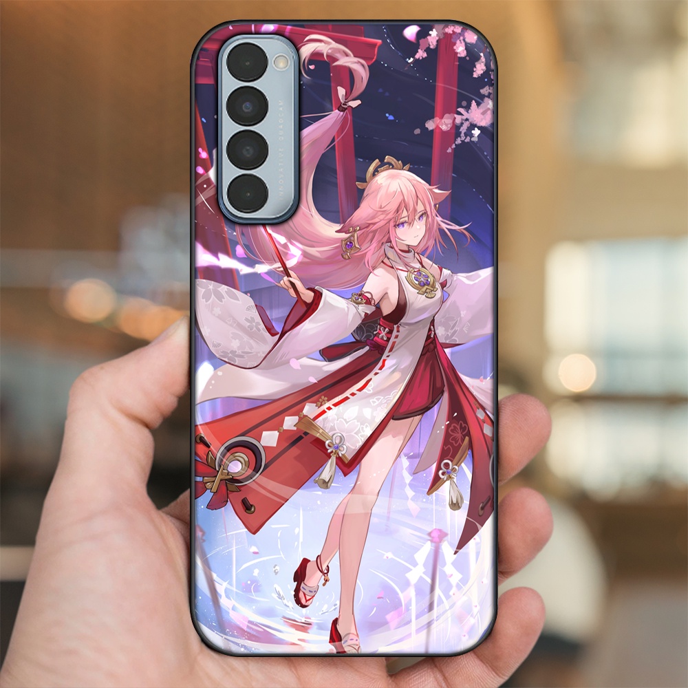 Ốp lưng Oppo Reno 4 Pro viền đen in hình Yae Miko Genshin Impact