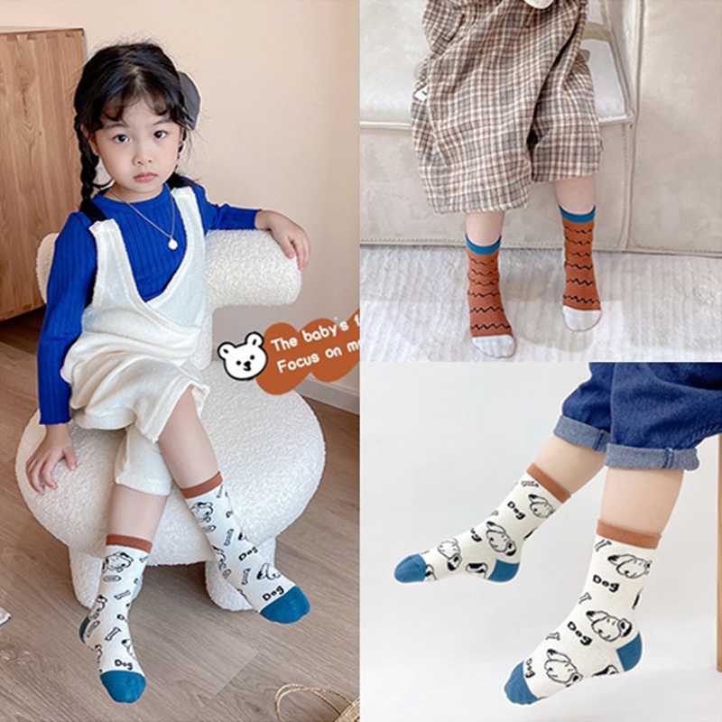Set 3 Đôi Tất In Hình Cún Hoạt Hình Dễ Thương Cho Bé