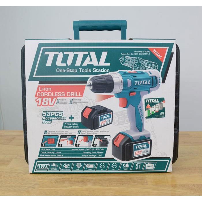 Bộ máy khoan vặn vít dùng pin Li-ion TOTAL TDLI228180 (18V)