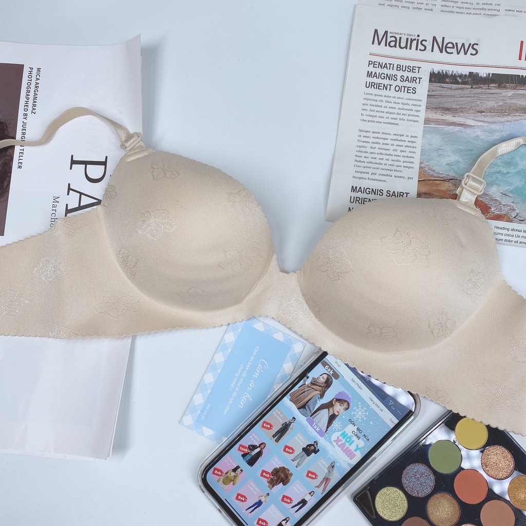 Áo Ngực Nữ Tạo Khe - Áo Lót Không Gọng Mút Bàn Tay 3 Nấc Cài nội y xanh chất đẹp giá tốt