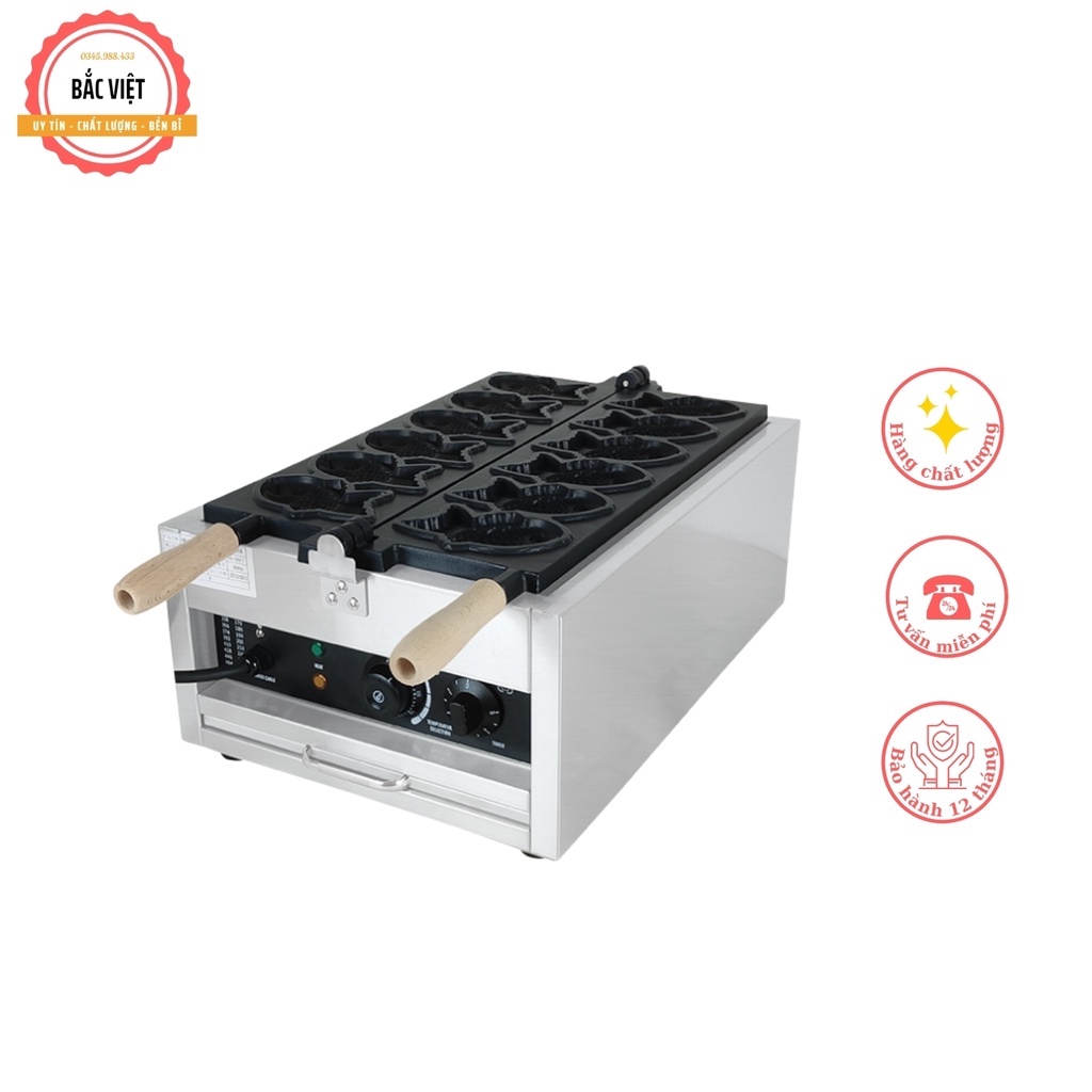 Máy làm bánh cá Nhật Bản TAIYAKI loại 6 con dài 13cm dùng điện cao cấp ( KÈM ẢNH THẬT)