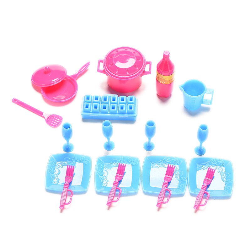 Set 18 Dụng Cụ Nhà Bếp Mini Màu Sắc Ngẫu Nhiên Cho Nhà Búp Bê