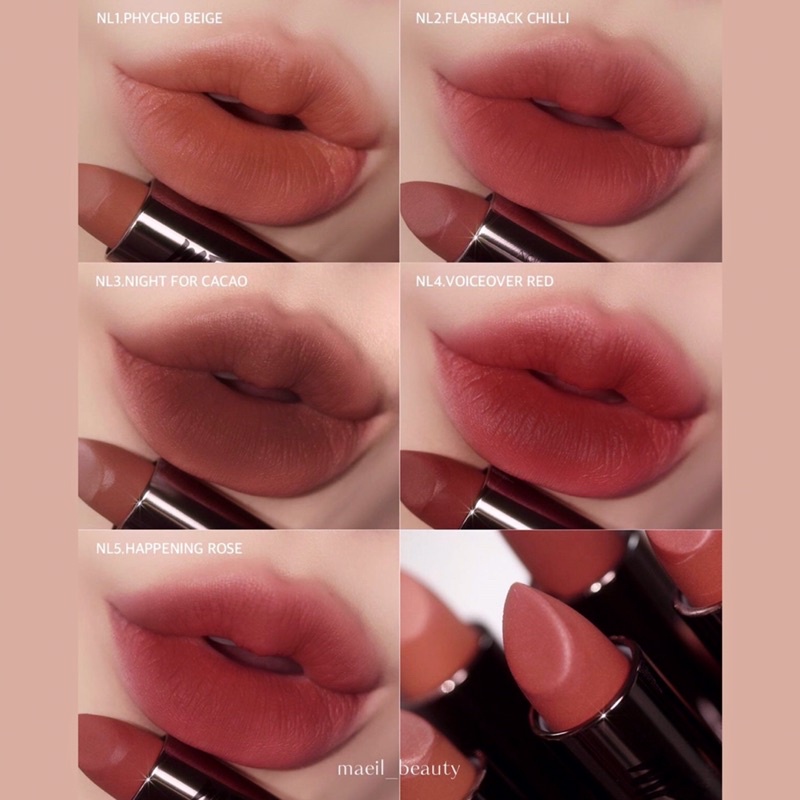 Son thỏi lì mịn mượt, nhẹ môi Merzy Noir In The Lipstick 2021