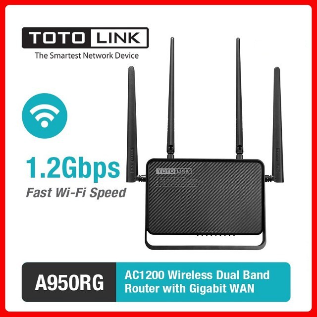 Bộ phát Wifi TotoLink A950RG 4 Anten 1200Mbps Chính Hãng - BH 24 Tháng