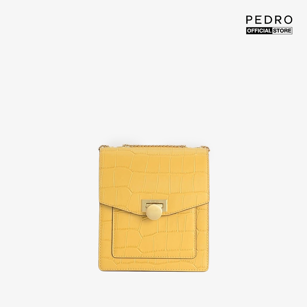 PEDRO - Túi đeo chéo nữ phom vuông Croc Effect Leather Shoulder PW2-76610043-23