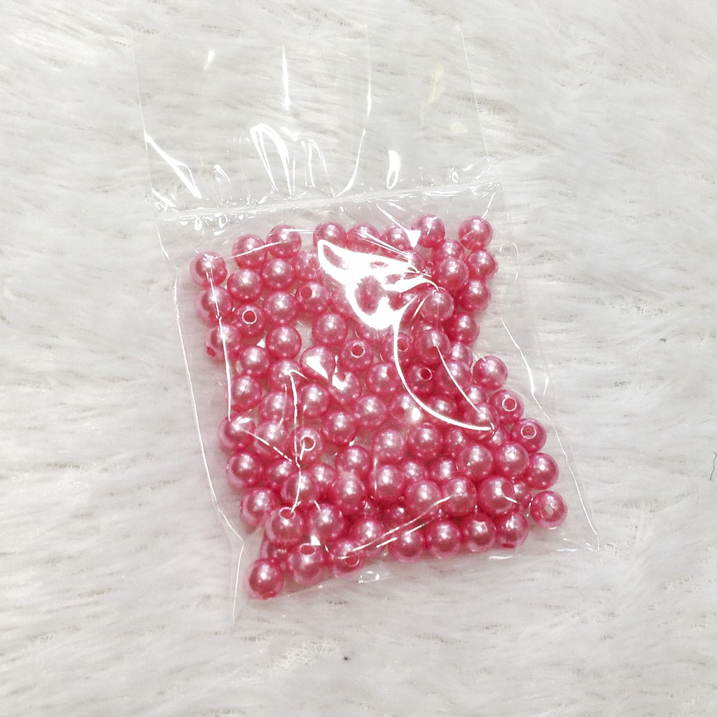 100 cườm trai nhựa size 6mm nhiều màu hạt xỏ vòng dễ thương