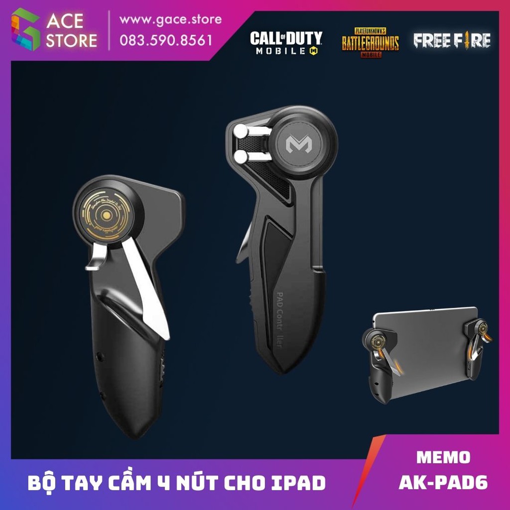 Memo AK-PAD06 | Bộ tay cầm 4 nút dành cho iPad, Tablet
