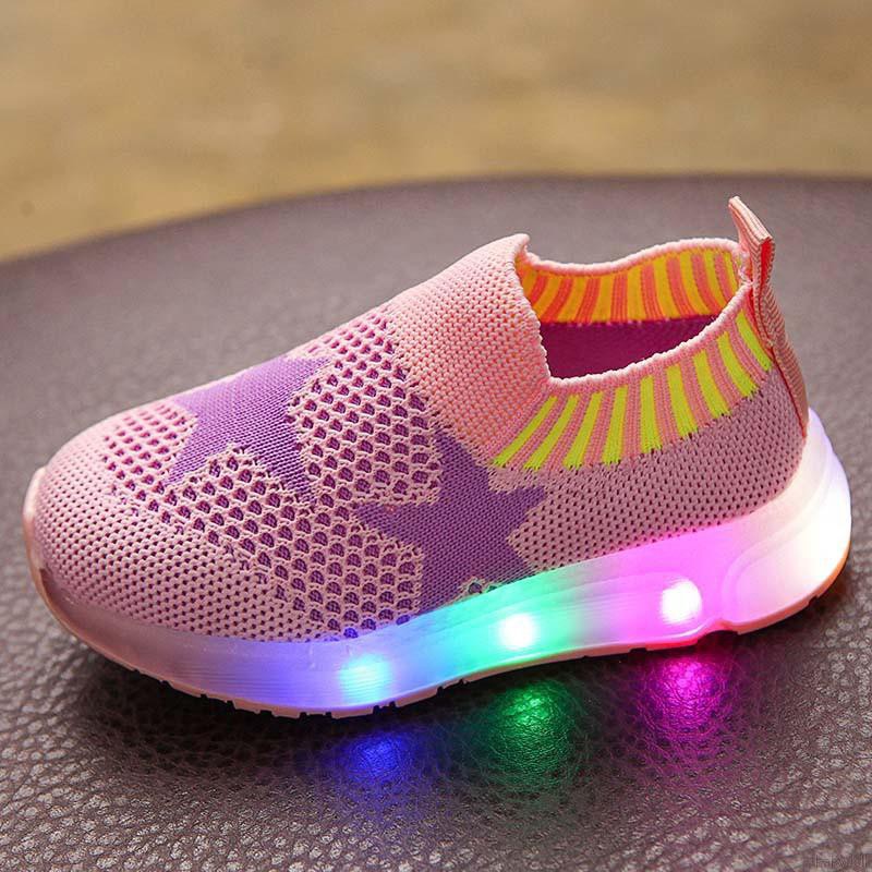 Children Boys Girls Shoes Kids Sneakers Star Print Light Led Shoes Kids Trainers