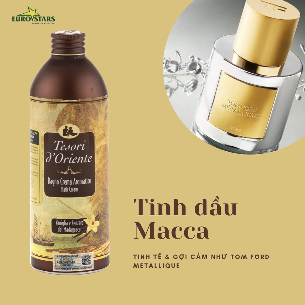 (HÀNG CHÍNH HÃNG) Sữa Tắm Ý Nước Hoa Tesori D' Oriente Vanilla&amp;Ginger Tinh Dầu Macca Dưỡng Trắng Da 250ml - 500ml