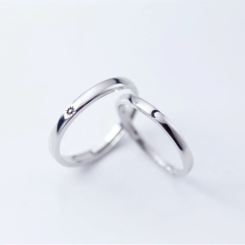 Nhẫn Cặp Thời Trang Mặt Trời/Mặt Trăng/Mặt Trăng Dạng Mỏng Mịn Thanh Lịch Đáng Yêu Cho Cặp Đôi