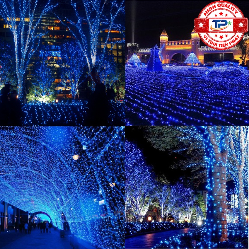 Dây đèn Led Lục Giác Dài 50m nhấp nháy đơn sắc trang trí Gia Đình, Quán, Noel, Ngoài Đường Phố Chúc Mừng Năm Mới 2023