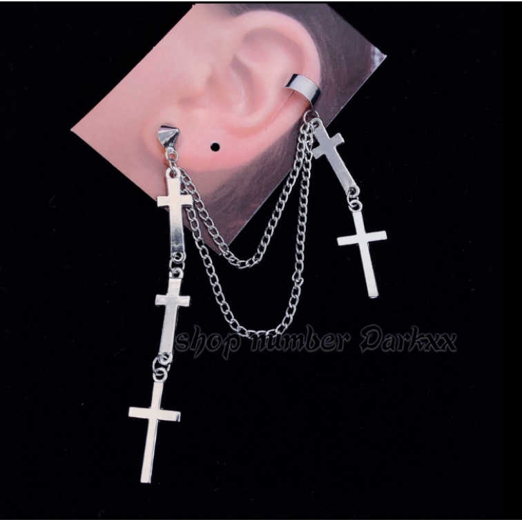 Khuyên Tai Hình Thánh Giá Bằng Kim Loại Phong Cách Punk 2231