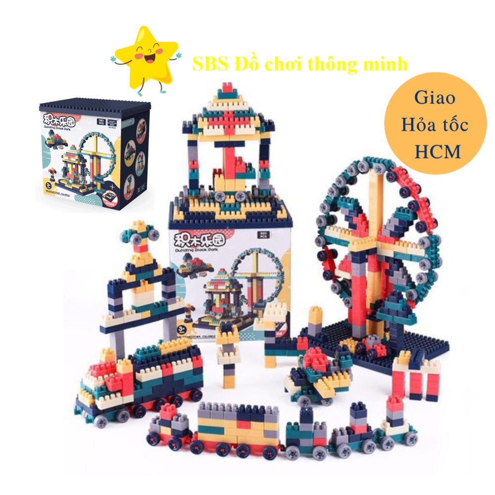 Building Block 520 chi tiết - Bộ đồ chơi xếp hình loại to 520 chi tiết cho bé lắp ráp, sáng tạo phát triển trí tuệ