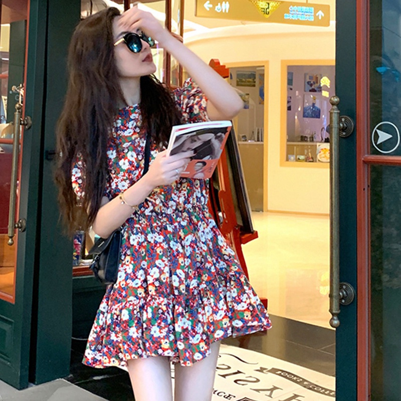 Đầm PERTY họa tiết hoa phong cách Hàn Quốc thời trang mùa hè xinh xắn dành cho nữ