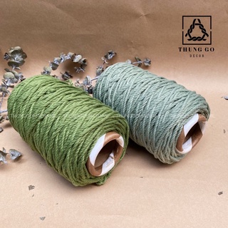 [3-5mm] Dây cotton macrame XANH SAGE sợi 3 xoắn