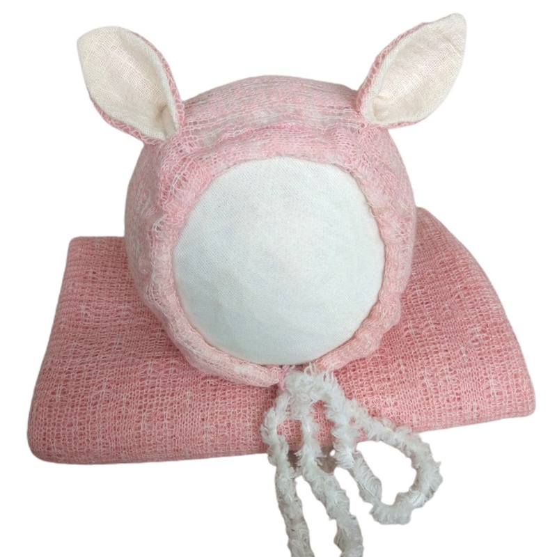 Bộ Chăn Dệt Kim Co Giãn + Mũ Làm Phụ Kiện Chụp Ảnh Cho Bé Sơ Sinh