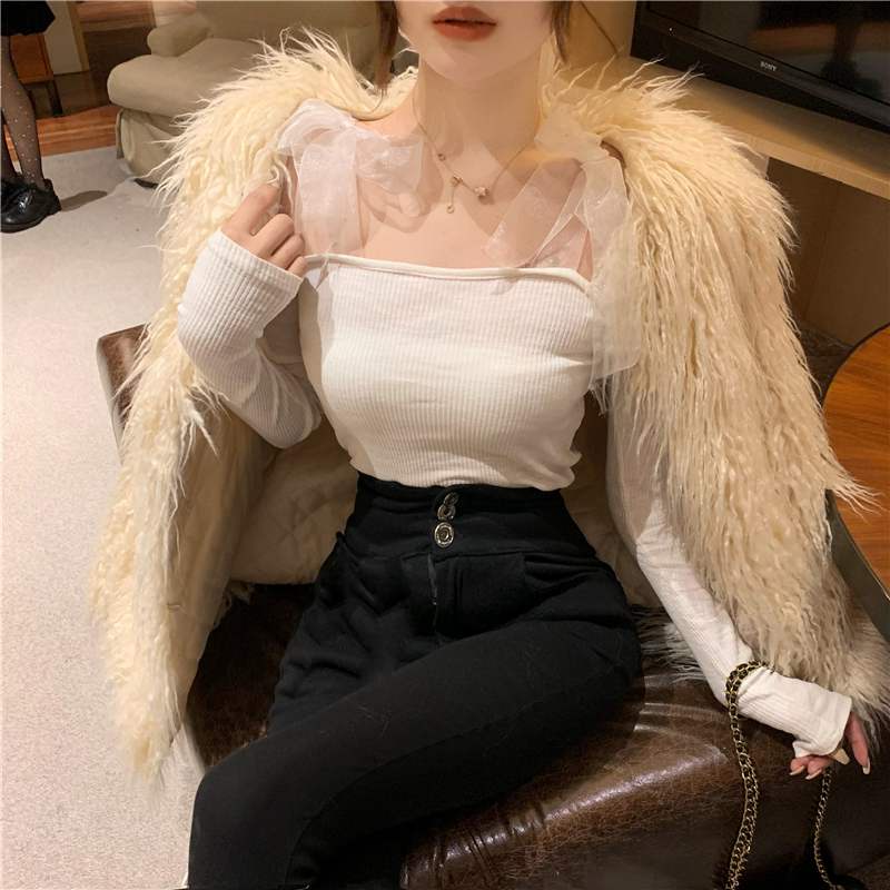 Áo len trễ vai dây buộc sexy dáng ôm thời trang hàn quốc
