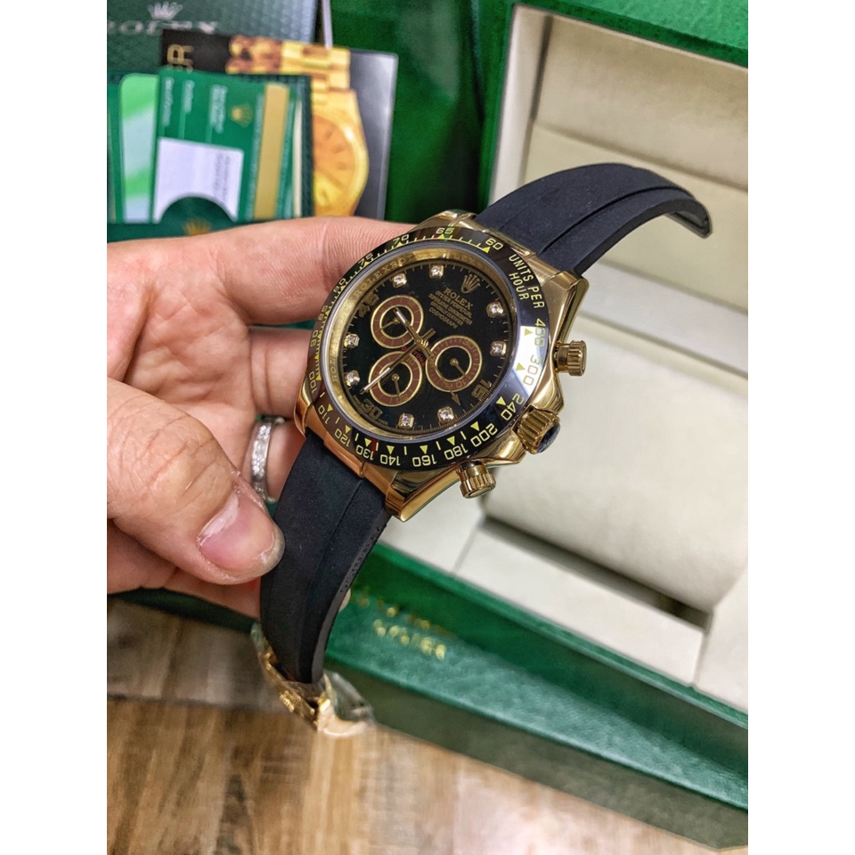 Đồng hồ nam Rolex mặt tròn đính viền đá sang trọng máy cơ cao cấp chống nước DH552 - Shop306