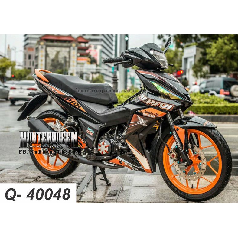 Tem rời xe Winner. Repsol cam đen. Thay đổi màu sắc và chi tiết theo yêu cầu. Sắc nét, bền màu, chống nước