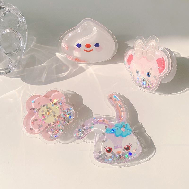 Giá Đỡ Điện Thoại Epoxy Hình Ly Trà Sữa Thỏ Quả Đào Nhỏ Có Kim Tuyến