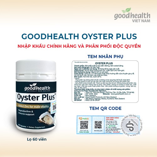 Tinh chất hàu Goodhealth Oyster Plus hộp 60 viên tăng cường sinh lực (Tem QR code xác thực) | BigBuy360 - bigbuy360.vn