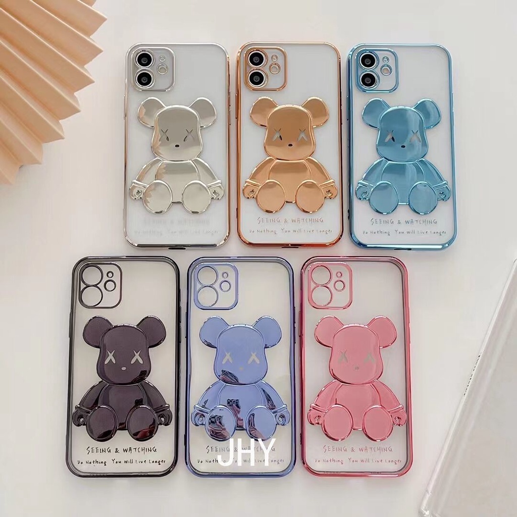 Ốp điện thoại trong suốt hình gấu 3D thích hợp cho IPhone 13 12 11 Pro Max 7P 8P XR XS