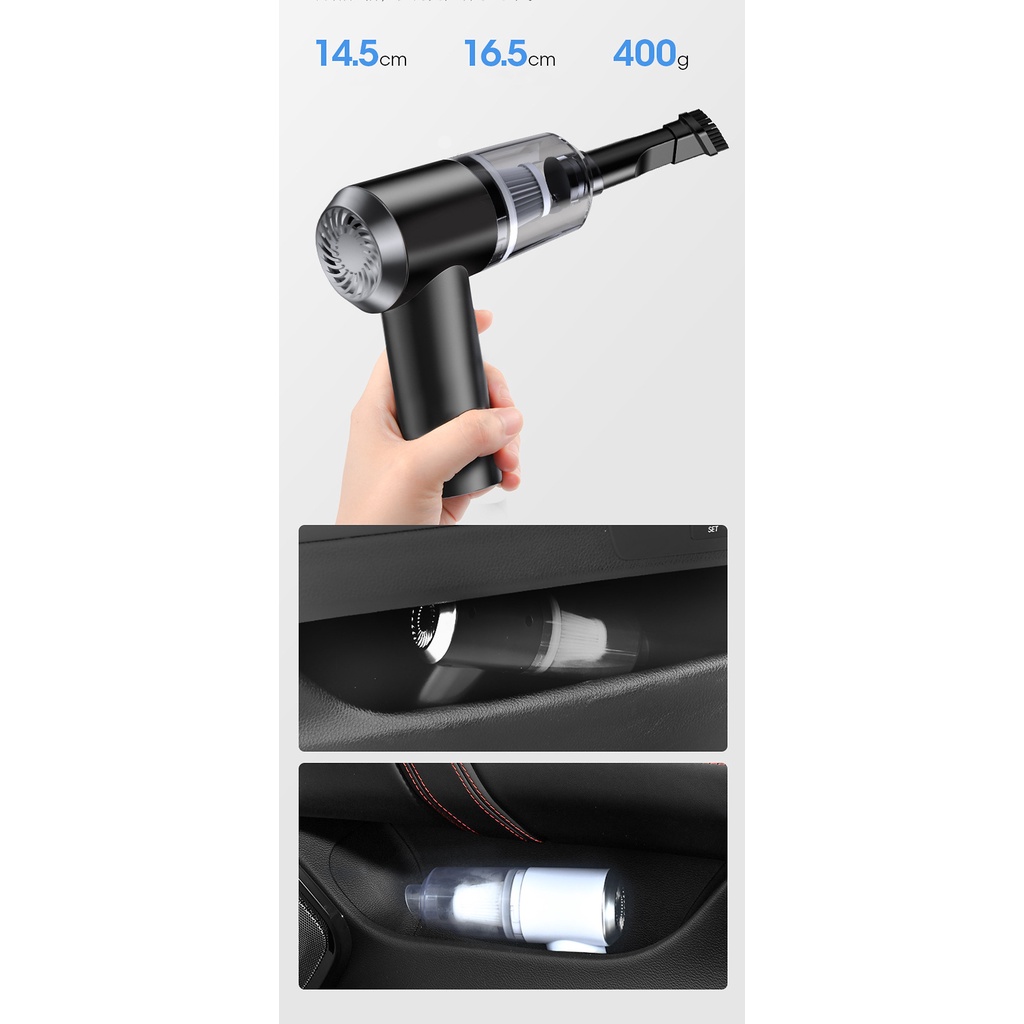 Máy Hút Bụi Cầm Tay Không Dây, Có Đèn Cao Cấp, Lực Hút Lớn 6000PA, Êm Ái Mạnh Mẽ – Máy Hút Bụi Ô Tô Và Gia Đình - VinBuy