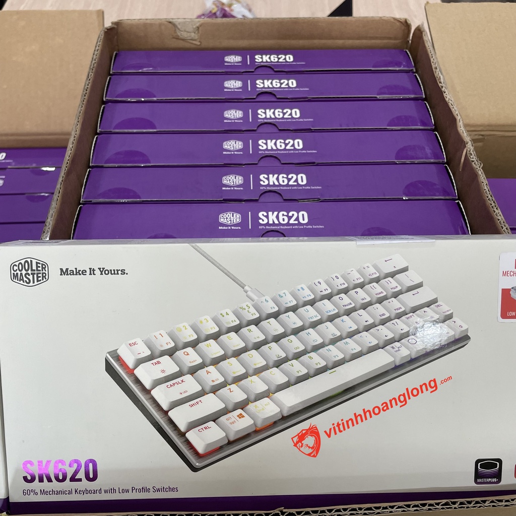Bàn Phím Cơ Cooler Master SK620 Space Gray Low Profile Red Switch RGB TKL