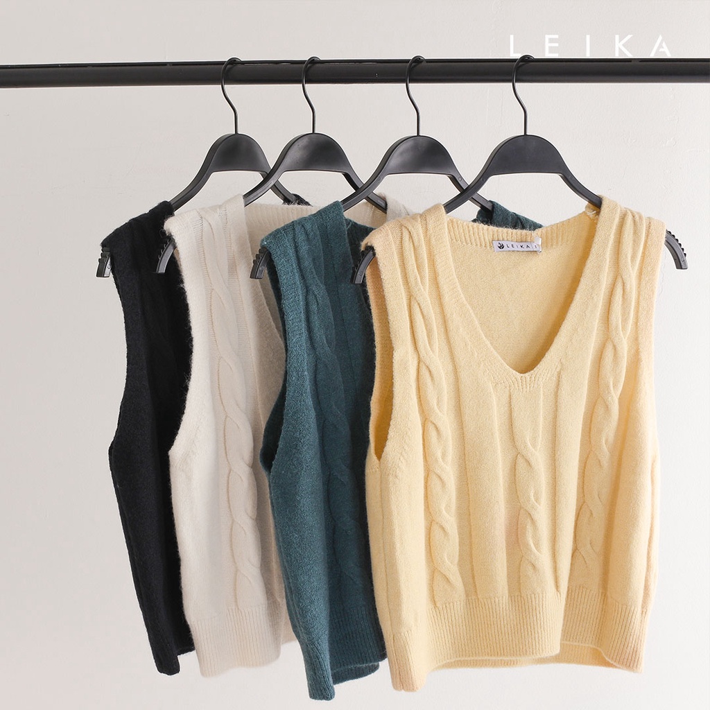 [Mã AFF22MALL30K giảm 30k đơn 99k] Áo len gile nữ xanh, vàng, be LEIKA | BigBuy360 - bigbuy360.vn