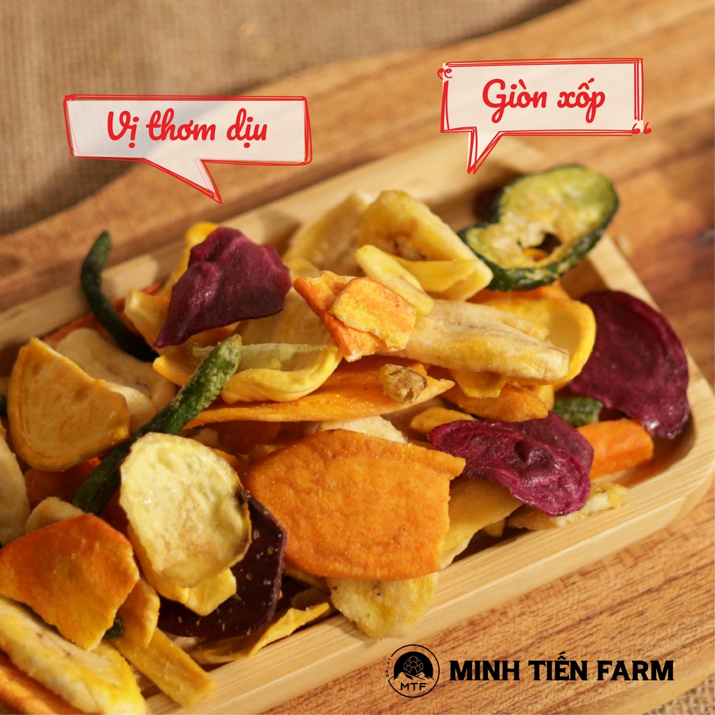Rau củ sấy Đà Lạt 100-500gr, Hoa quả sấy Organic không dầu thơm ngon Minh Tiến Farm