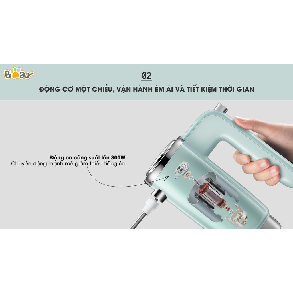 Máy Đánh Trứng Mini Cầm Tay, Để Bàn Đa Năng BEAR B02L1 , Máy Đánh Kem Trứng, Trộn Bột Đa Năng_Công Suất Lớn _BH 18 Tháng