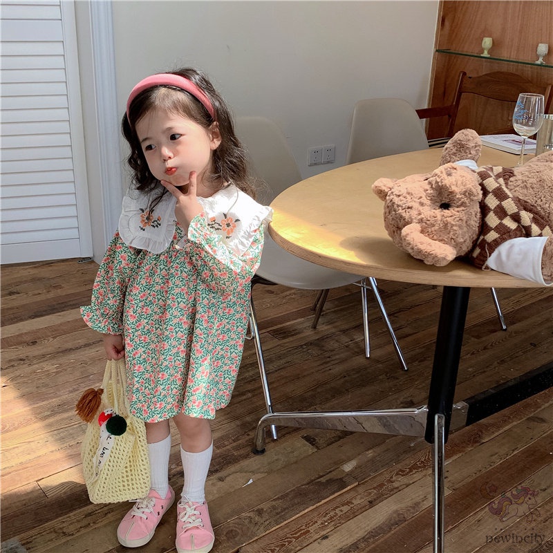 Đầm Công Chúa Thêu Hoa Phong Cách Hàn Quốc Xinh Xắn Cho Bé Gái