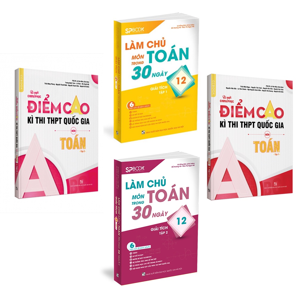 Sách - Combo Làm chủ 30 ngày Toán giải tích - Bí quyết chinh phục Toán tập 1,2 (4 cuốn)